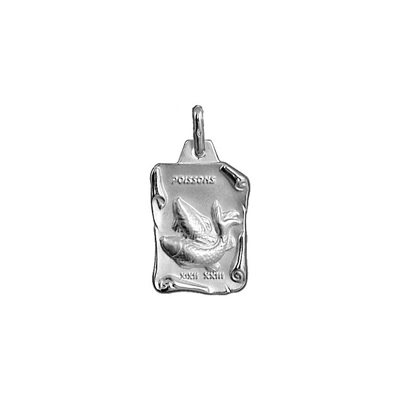 PENDENTIF PARCHEMIN POISSONS ARGENT RHODIE MASSIF