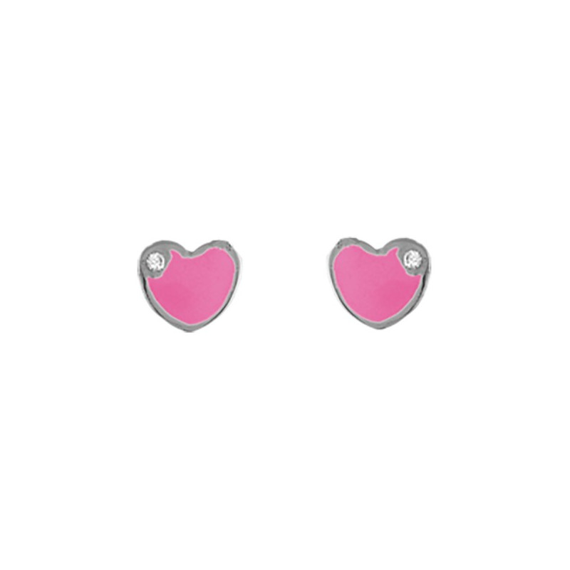 BOUCLES D'OREILLES COEUR ROSE