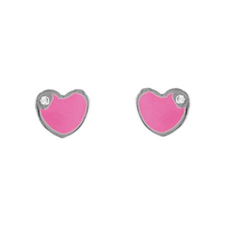 BOUCLES D'OREILLES COEUR ROSE