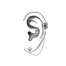 CHAINE D'OREILLE ARGENT RHODIE DOUBLE CHAINETTE