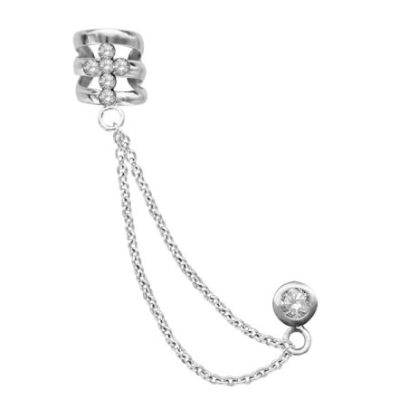 CHAINE D'OREILLE ARGENT RHODIE DOUBLE CHAINETTE