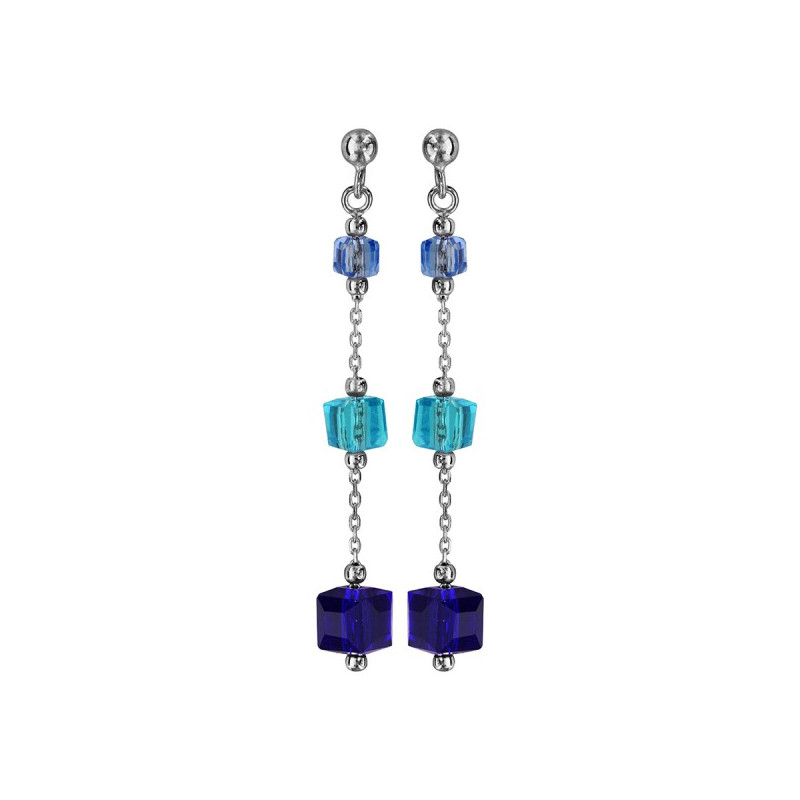 BOUCLES D'OREILLES PENDANTES CUBES EN VERRE