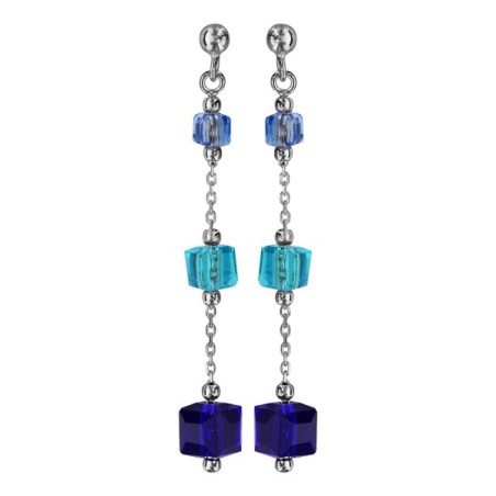 BOUCLES D'OREILLES PENDANTES CUBES EN VERRE