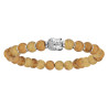 BRACELET ARGENT EXTENSIBLE PERLES BOIS CLAIR ET BOUDDHA