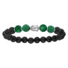 BRACELET ARGENT EXTENSIBLE PIERRE DE LAVE ET BOULES QUARTZ