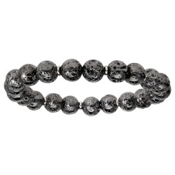 BRACELET EXTENSIBLE PIERRES DE LAVE GALVANISÉES