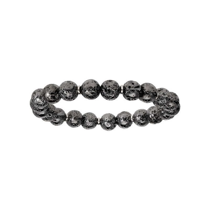 BRACELET EXTENSIBLE PIERRES DE LAVE GALVANISÉES