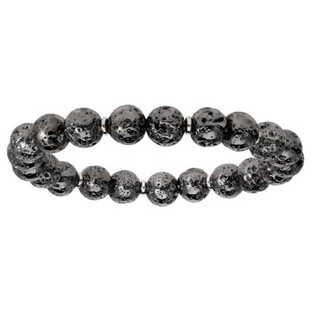 BRACELET EXTENSIBLE PIERRES DE LAVE GALVANISÉES