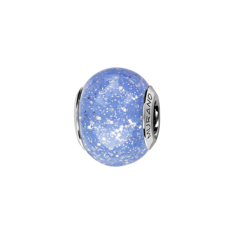 CHARMS COULISSANT ARGENT RHODIE MURANO VERITABLE ET PAILLETTE