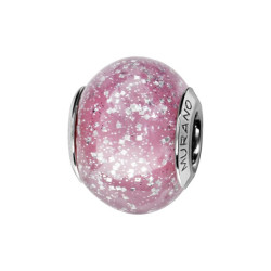CHARMS COULISSANT ARGENT RHODIE MURANO VERITABLE ET PAILLETTE