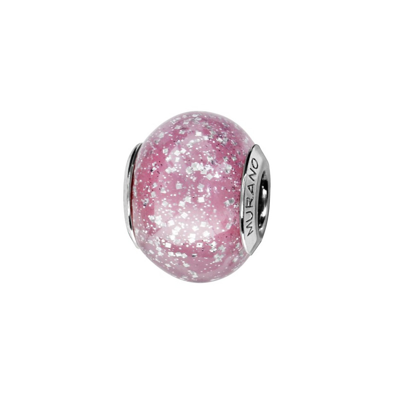 CHARMS COULISSANT ARGENT RHODIE MURANO VERITABLE ET PAILLETTE