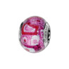 CHARMS COULISSANT ARGENT RHODIE MURANO VERITABLE ROSE