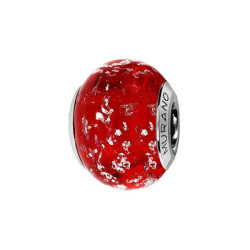 CHARMS COULISSANT ARGENT RHODIE MURANO VERITABLE ROUGE