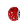CHARMS COULISSANT ARGENT RHODIE MURANO VERITABLE ROUGE