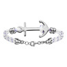 BRACELET ARGENT RHODIE CORDE & ANCRE MARINE