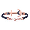 BRACELET ARGENT RHODIE CORDE & ANCRE MARINE