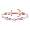 BRACELET ARGENT RHODIE CORDE & ANCRE MARINE