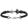 BRACELET ARGENT RHODIE CORDE & ANCRE MARINE