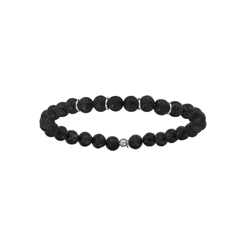 BRACELET EXTENSIBLE PIERRES DE LAVE GALVANISÉES