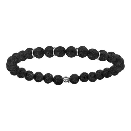 BRACELET EXTENSIBLE PIERRES DE LAVE GALVANISÉES