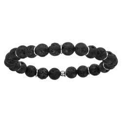 BRACELET EXTENSIBLE PIERRES DE LAVE GALVANISÉES
