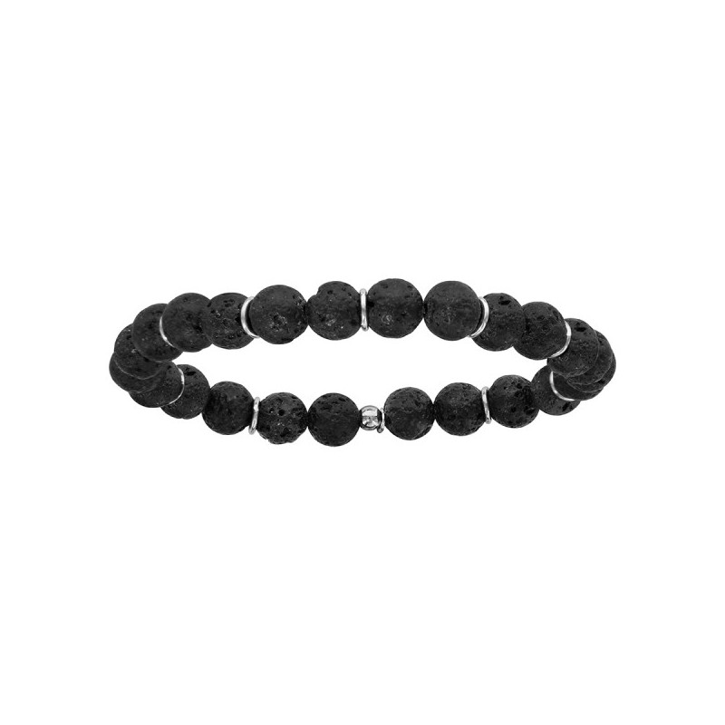 BRACELET EXTENSIBLE PIERRES DE LAVE GALVANISÉES