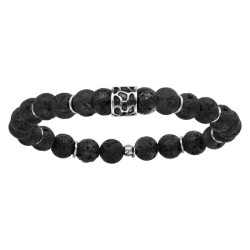 BRACELET EXTENSIBLE PIERRES DE LAVE GALVANISÉES