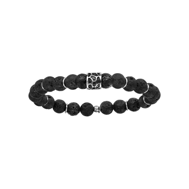 BRACELET EXTENSIBLE PIERRES DE LAVE GALVANISÉES