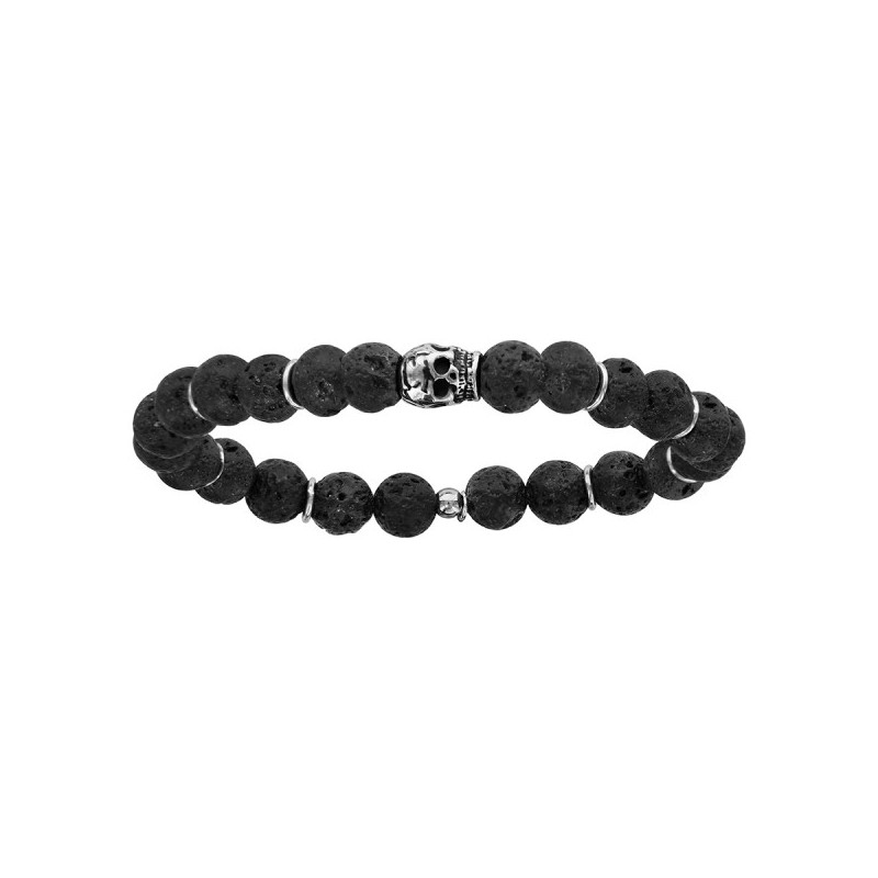BRACELET EXTENSIBLE PIERRES DE LAVE GALVANISÉES