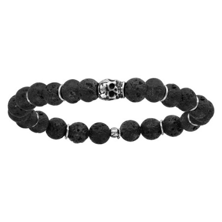 BRACELET EXTENSIBLE PIERRES DE LAVE GALVANISÉES
