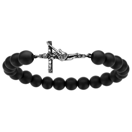 BRACELET EXTENSIBLE PIERRES DE LAVE GALVANISÉES