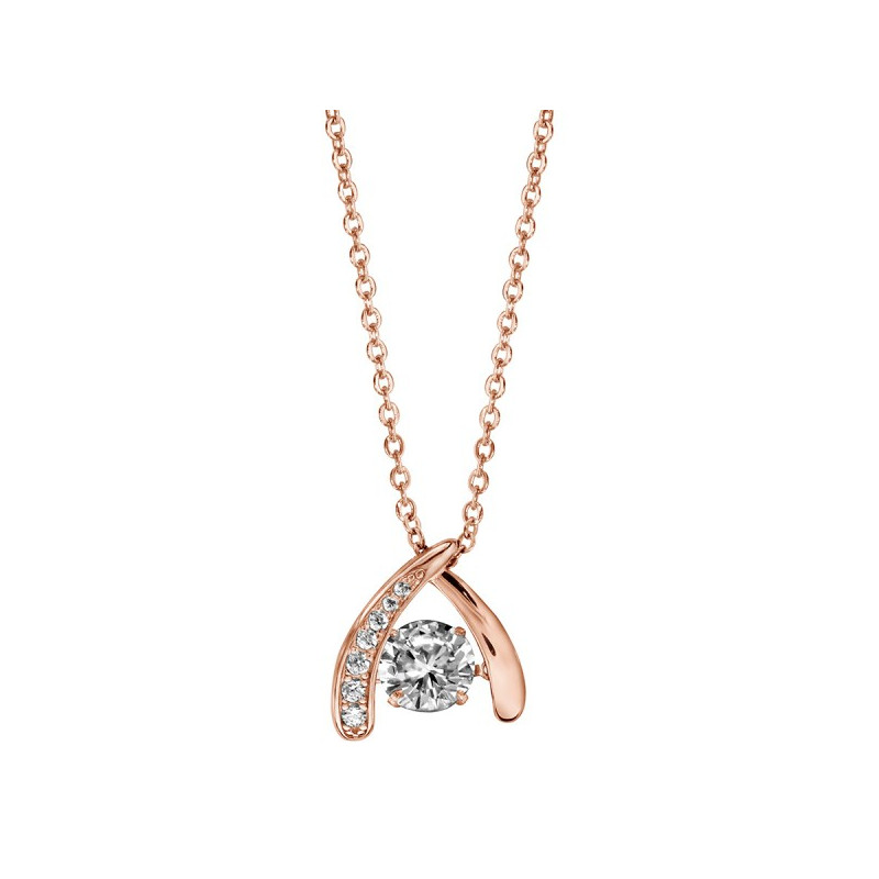 COLLIER "DANCING STONE" ARGENT ET DORURE ROSE