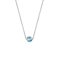 COLLIER ARGENT RHODIE BOULE CRISTAL BLEU CIEL