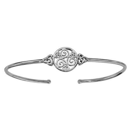 BRACELET ARGENT RHODIE RIGIDE MOTIF CELTIQUE