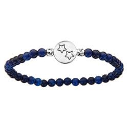 BRACELET EXTENSIBLE PERLES DE VERRE ET PASTILLE ARGENT 2 ETOILES