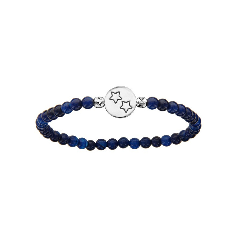 BRACELET EXTENSIBLE PERLES DE VERRE ET PASTILLE ARGENT 2 ETOILES