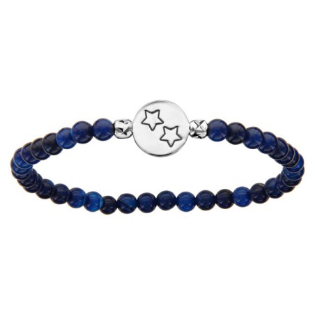 BRACELET EXTENSIBLE PERLES DE VERRE ET PASTILLE ARGENT 2 ETOILES