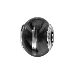 CHARMS COULISSANT ARGENT RHODIE MURANO NOIR