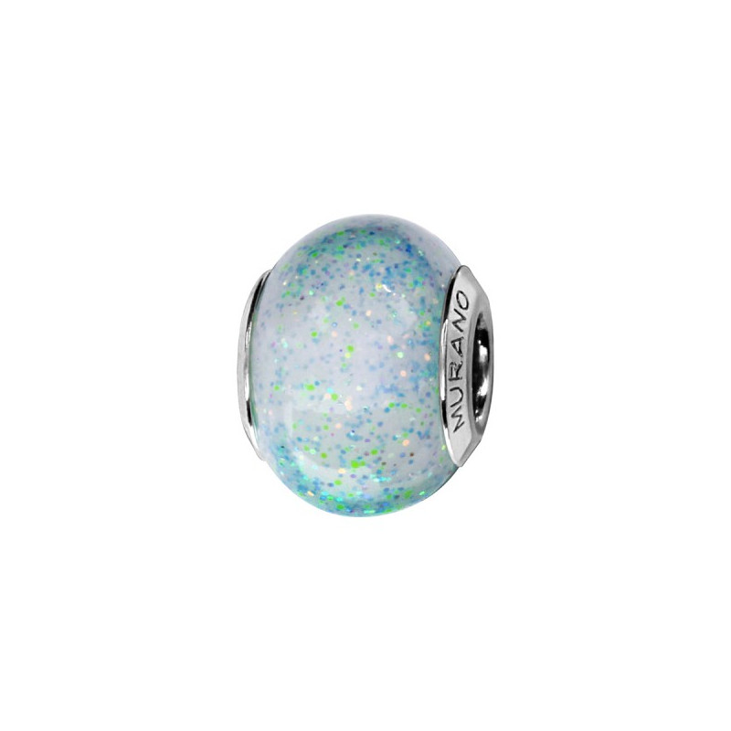 CHARMS COULISSANT ARGENT RHODIE MURANO VERITABLE ET PAILLETTE