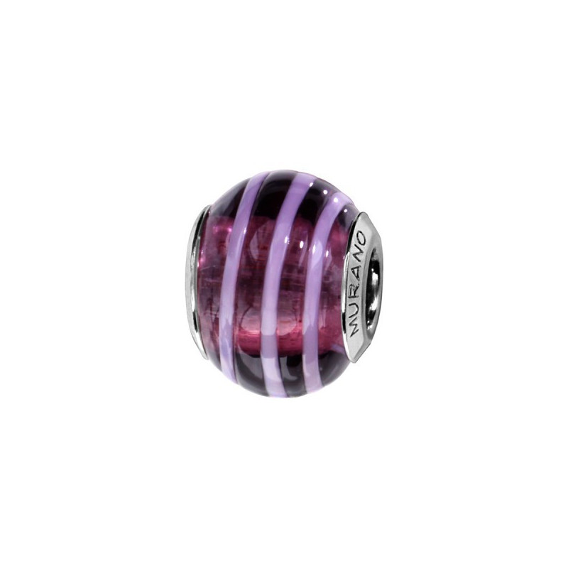 CHARMS COULISSANT ARGENT RHODIE MURANO VIOLET