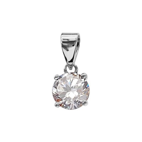 PENDENTIF ARGENT RHODIE SOLITAIRE OXYDE SERTI GRIFFE