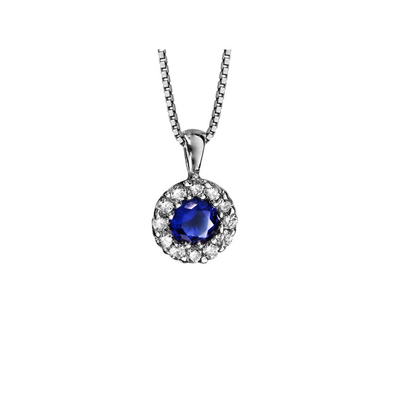 COLLIER ARGENT RHODIE PENDENTIF OXYDE BLEU ET BLANCS