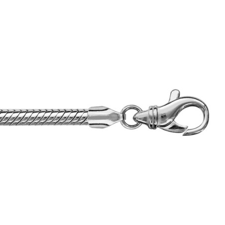 BRACELET ARGENT RHODIE CHAINE TUBE SERPENT