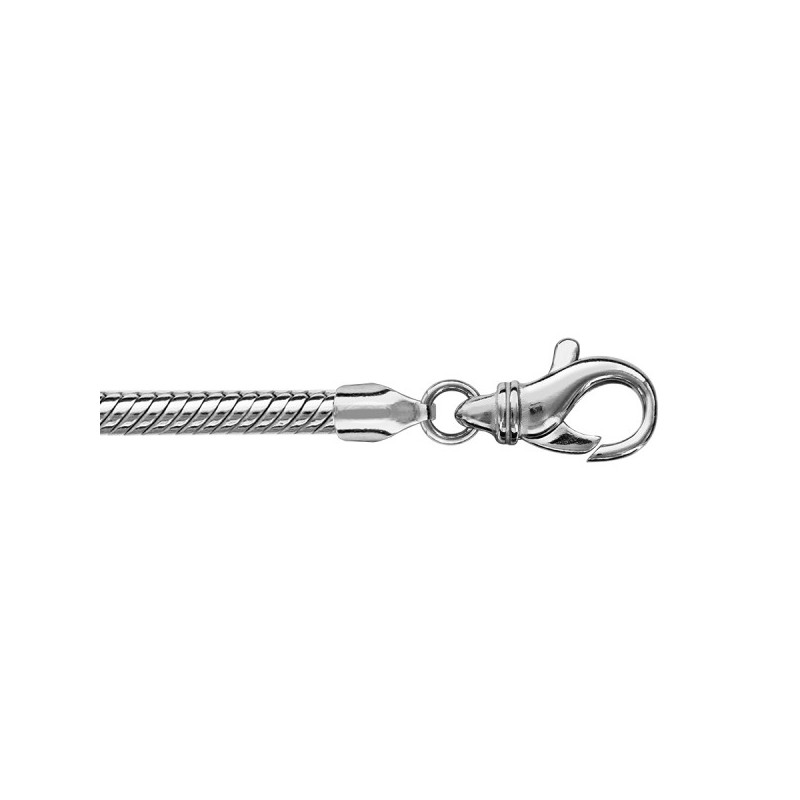 BRACELET ARGENT RHODIE CHAINE TUBE SERPENT