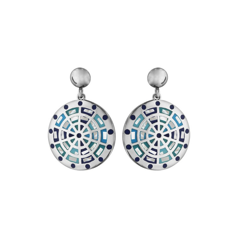 BOUCLES D'OREILLE ACIER STELLA MIA RONDES AVEC NACRE