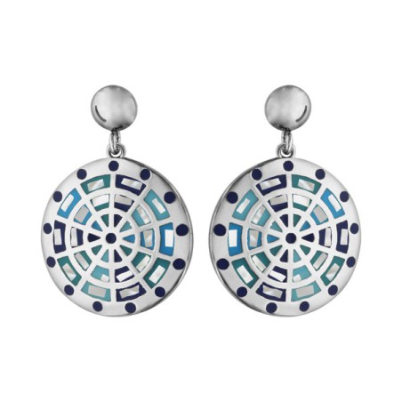 BOUCLES D'OREILLE ACIER STELLA MIA RONDES AVEC NACRE
