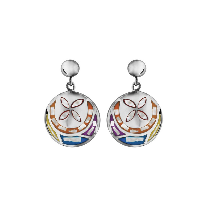 BOUCLES D'OREILLE ACIER STELLA MIA RONDES AVEC NACRE