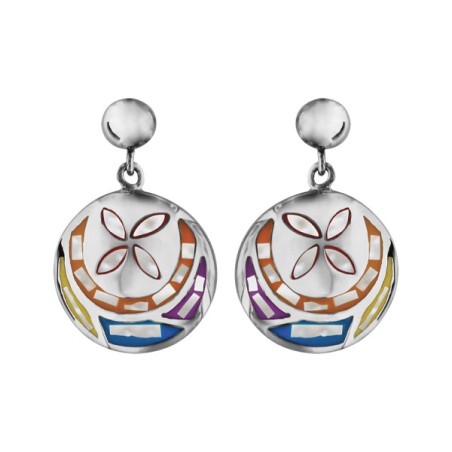 BOUCLES D'OREILLE ACIER STELLA MIA RONDES AVEC NACRE