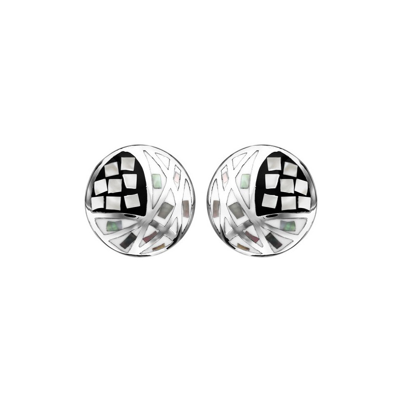 BOUCLES D'OREILLE ACIER STELLA MIA RONDES AVEC NACRE