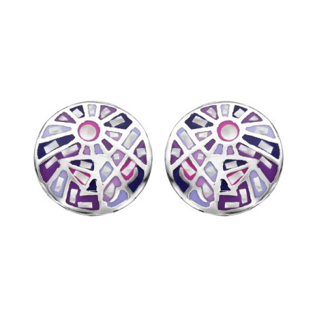 BOUCLES D'OREILLE ACIER STELLA MIA RONDES AVEC NACRE